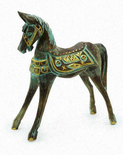 (image for) Large Gold & Turquoise Horse 32cm